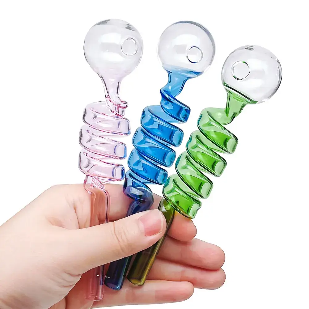 Colored Twisted Glass Oil Burner Pipe - 02