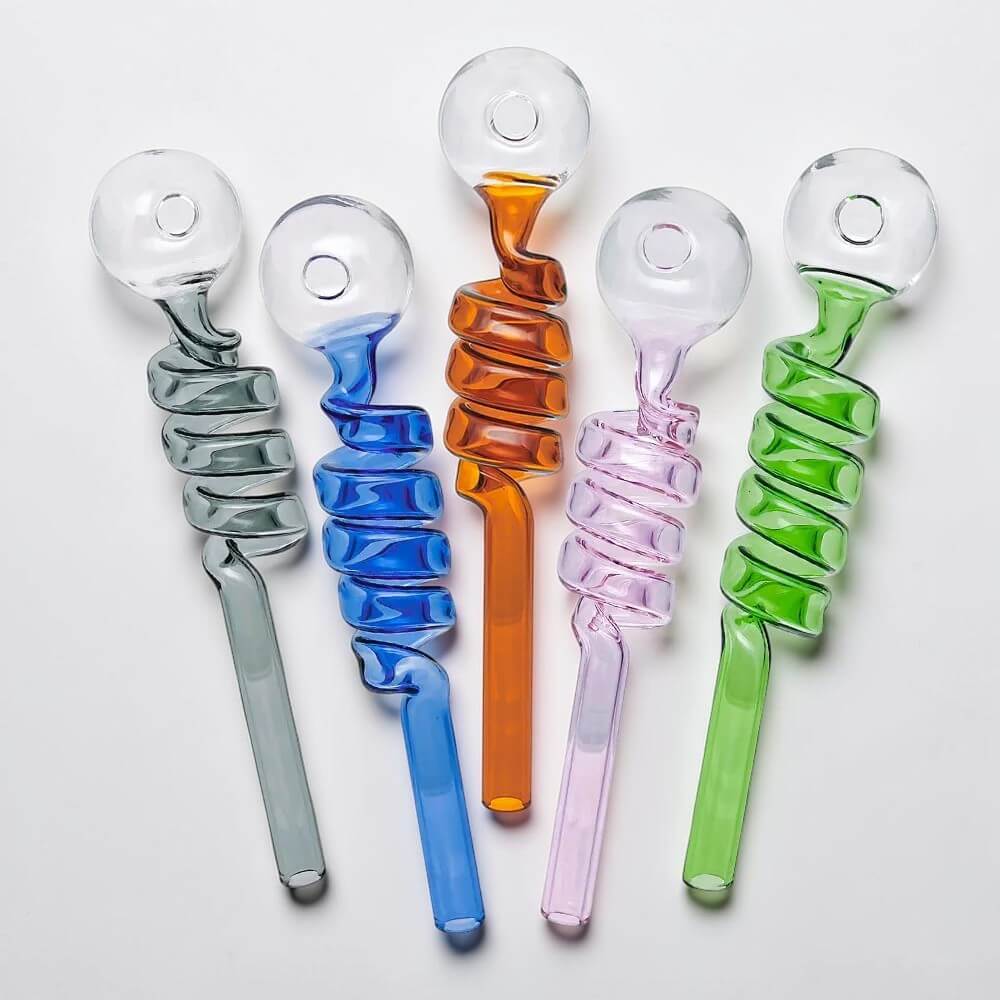 Colored Twisted Glass Oil Burner Pipe - 03