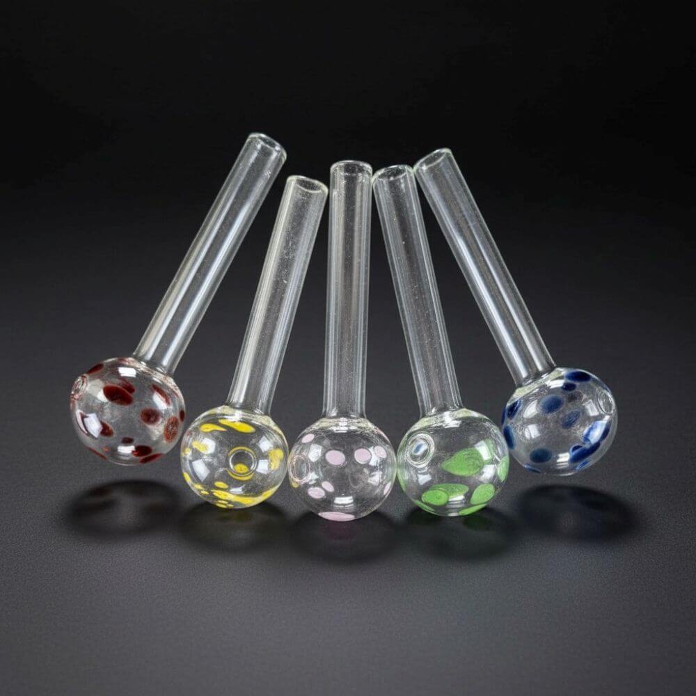 4″ Polka Dot Heavy Glass Oil Burner Pipe - 01