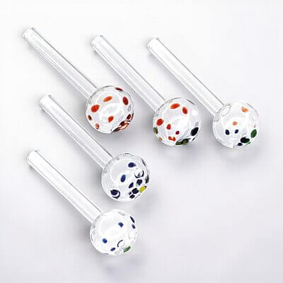 4" Polka Dot Heavy Glass Oil Burner Pipe - 01