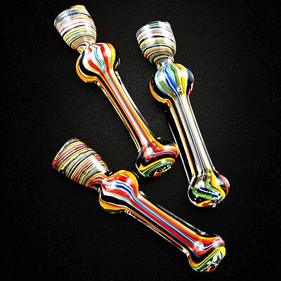 Rasta Swirl Color Changing Fumed Glass Chillum - 01