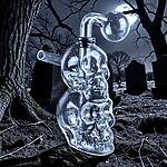 420º Below | Thick Clear Glass Double Skull Oil Burner Rig