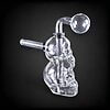 Thick Clear Glass Double Skull Oil Burner Rig - 02