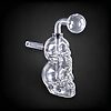 Thick Clear Glass Double Skull Oil Burner Rig - 03