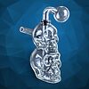 Thick Clear Glass Double Skull Oil Burner Rig - 04