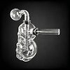 Thick Clear Glass Double Skull Oil Burner Rig - 05