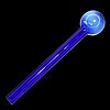 Thick Blue Colored Glass Straight Oil Burner Hand Pipe Long - Made in USA - 04